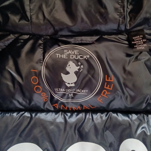 Save The Duck Animal Free Puffer Jacket, Black. Size 3/ L - Picture 4 of 11